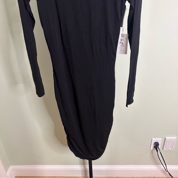 Good American Ruched Midi Dress in Black Size 1 NEW - Picture 8 of 15